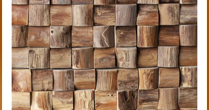 Teakholz Wandpaneel 3D Würfel Struktur Holz Mosaik natur