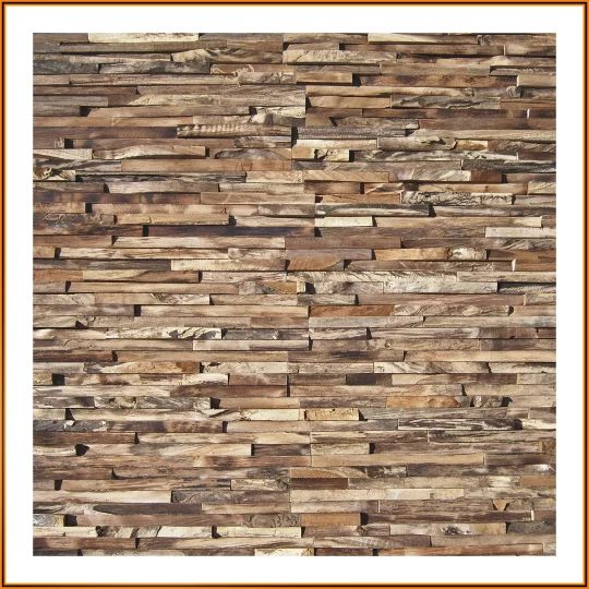 Flächige Ansicht einer Wandverkleidung aus recyceltem Teakholz Paneelen Modell Krakatau HO-006.