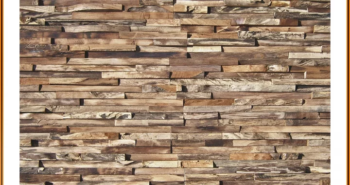 Flächige Ansicht einer Wandverkleidung aus recyceltem Teakholz Paneelen Modell Krakatau HO-006.