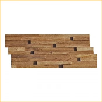 Einzelnes Teakholz Wandpaneel Batur HO-007 mit länglichen Holzsegmenten.