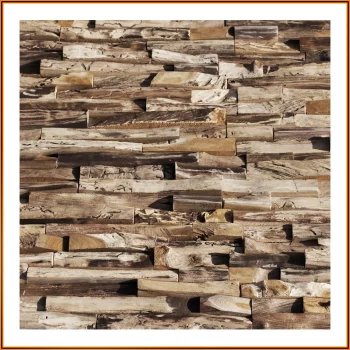 Großflächige Wandverkleidung mit Teakholz Wandpaneelen Agung HO-008